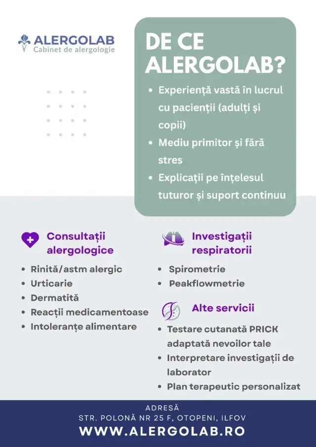Alergolab: Services flyer for the clinic
