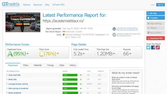 Academia Titi Aur: Site speed after optimization