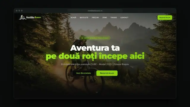 RentBike Brasov: Site film: from the hero to a trail page