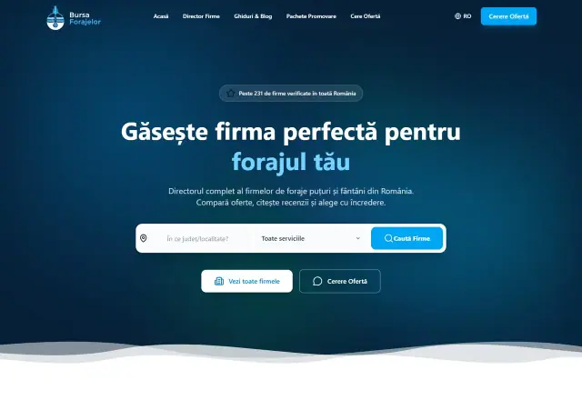 Bursa Forajelor: Directory homepage, desktop scroll