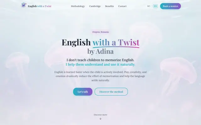 English with a Twist: Teaching method, desktop scroll