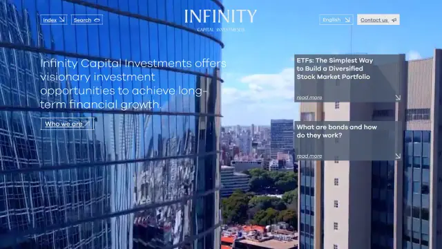Infinity Capital Investments: Live site homepage hero
