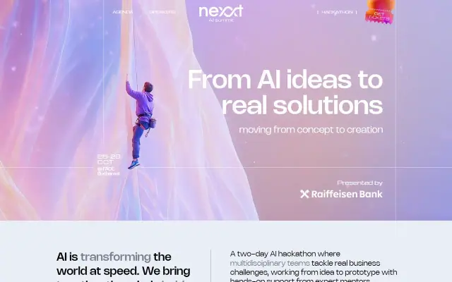 NEXXT AI Summit: Hackathon page scroll-through
