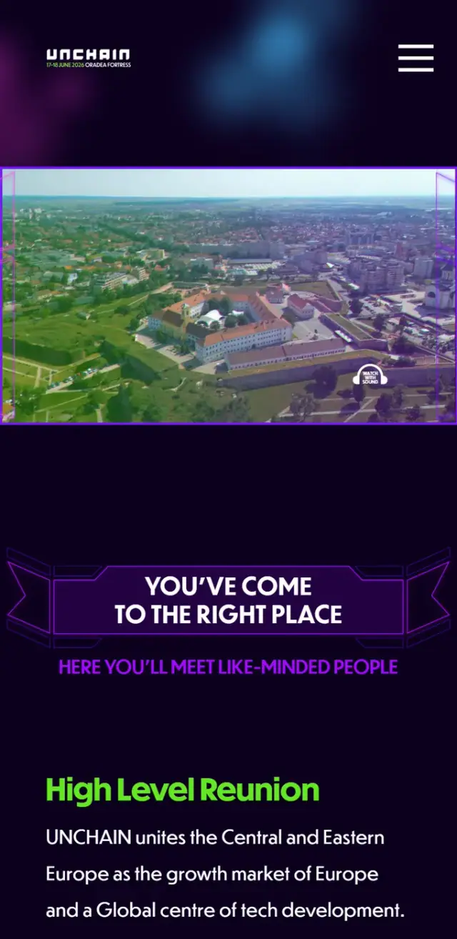 Unchain Fintech Festival: Festival website on mobile