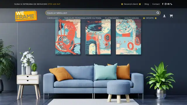 WeFrame: Shop homepage, live site