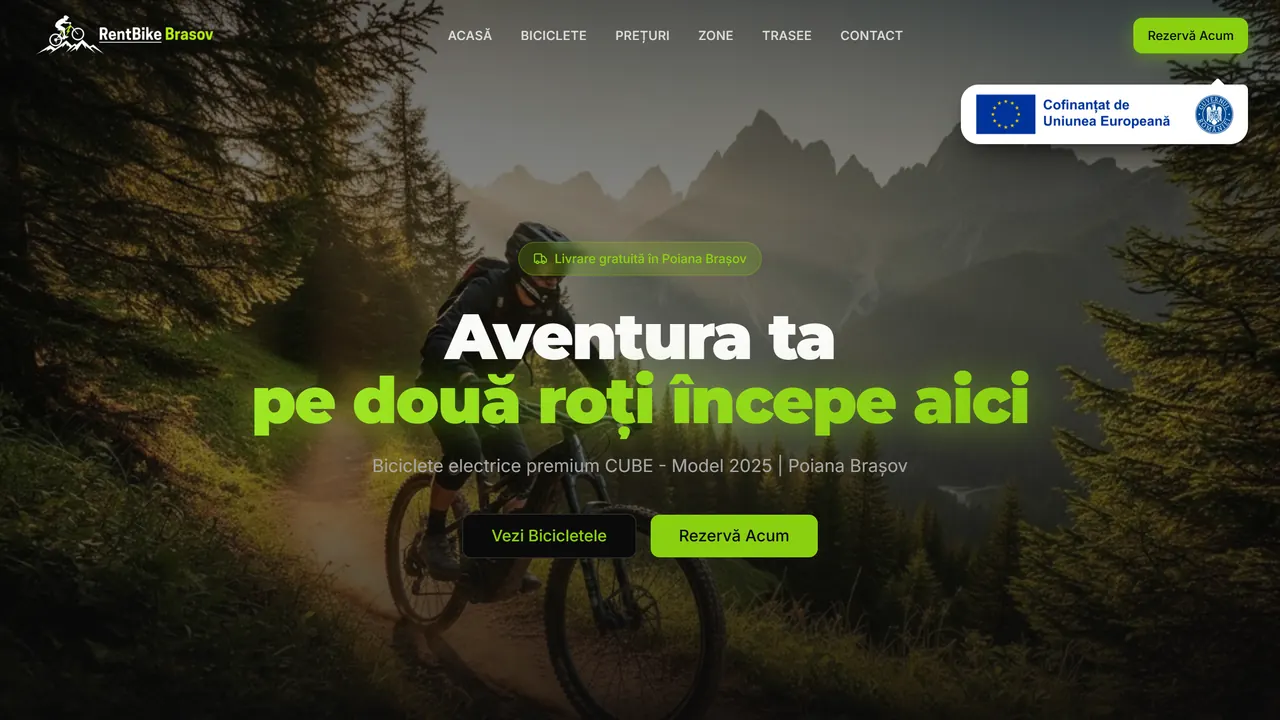 Live e-bike rental website, RentBike Brasov